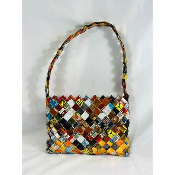 Vintage Candy Gum Wrapper Woven Handbag Recycled Material - Picture 5 of 9